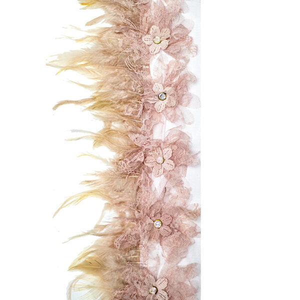 Beaded Trimming FBT3019 - Pink/Fawn