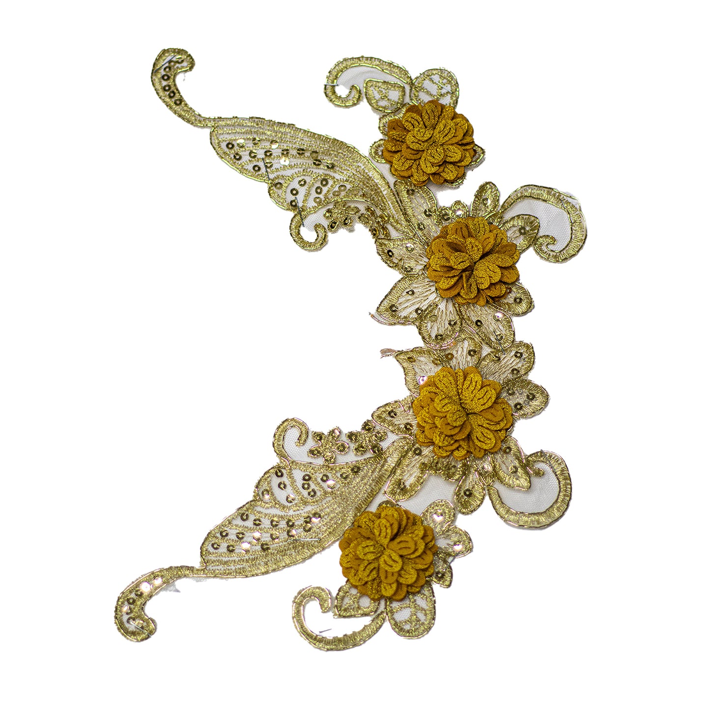 Embroided Motif EM286 - Gold Mustard