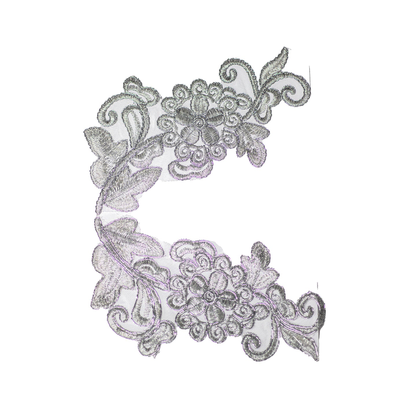 Embroided Motif EM329 - Silver Grey