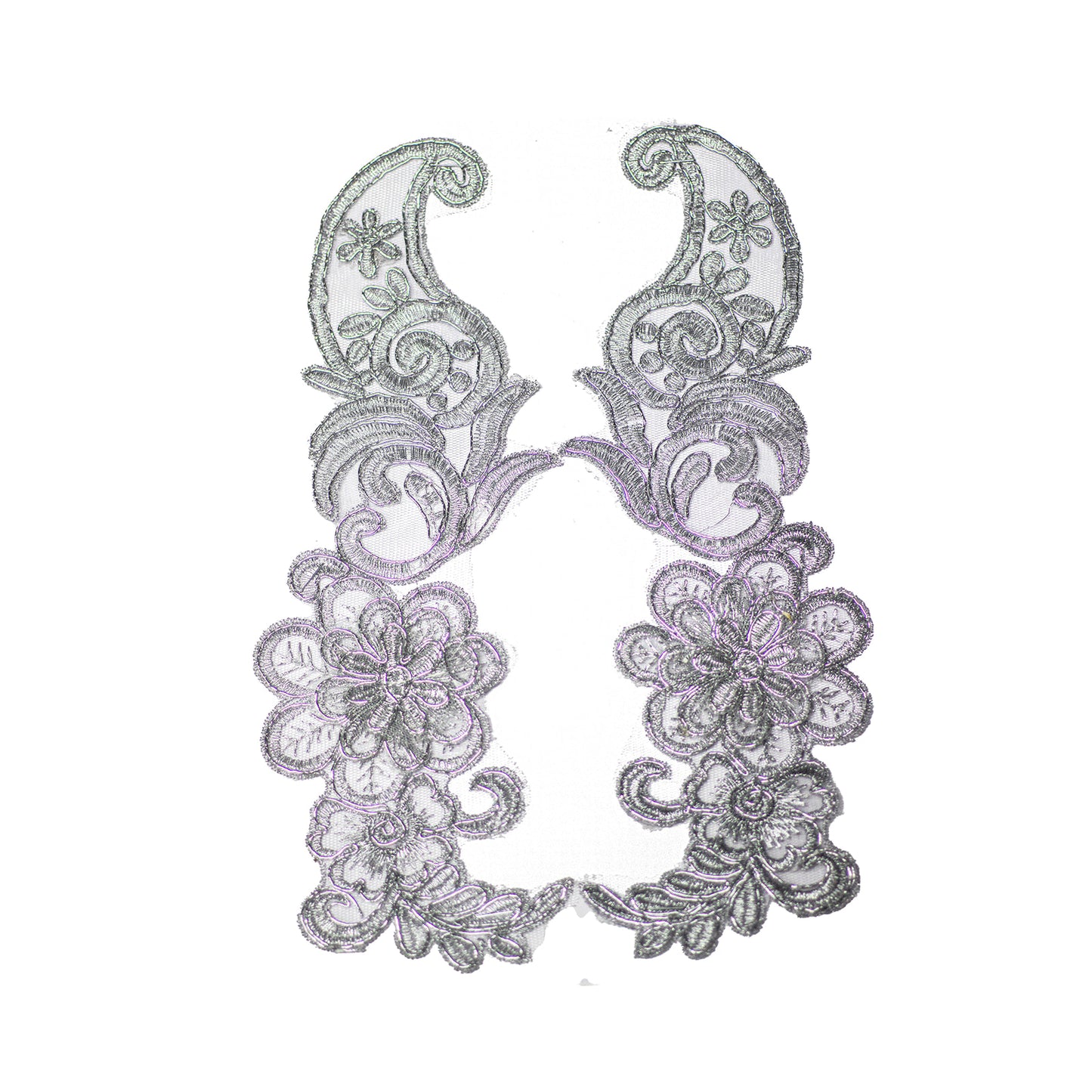 Embroided Motif EM349 - Silver Grey