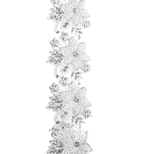 Beaded Trimming BT146 - Silver Grey