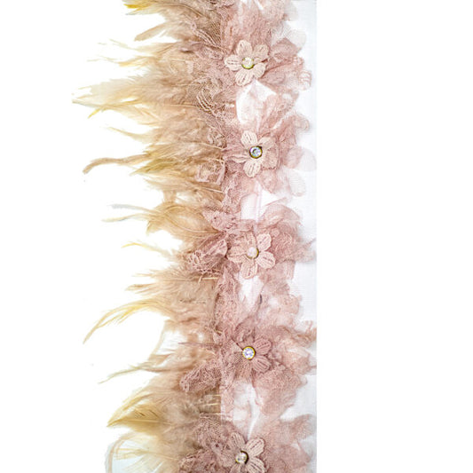 Beaded Trimming FBT3019 - Pink/Fawn