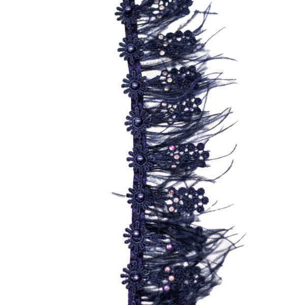 Feather/Beaded Trimmings FBT3075 - Navy