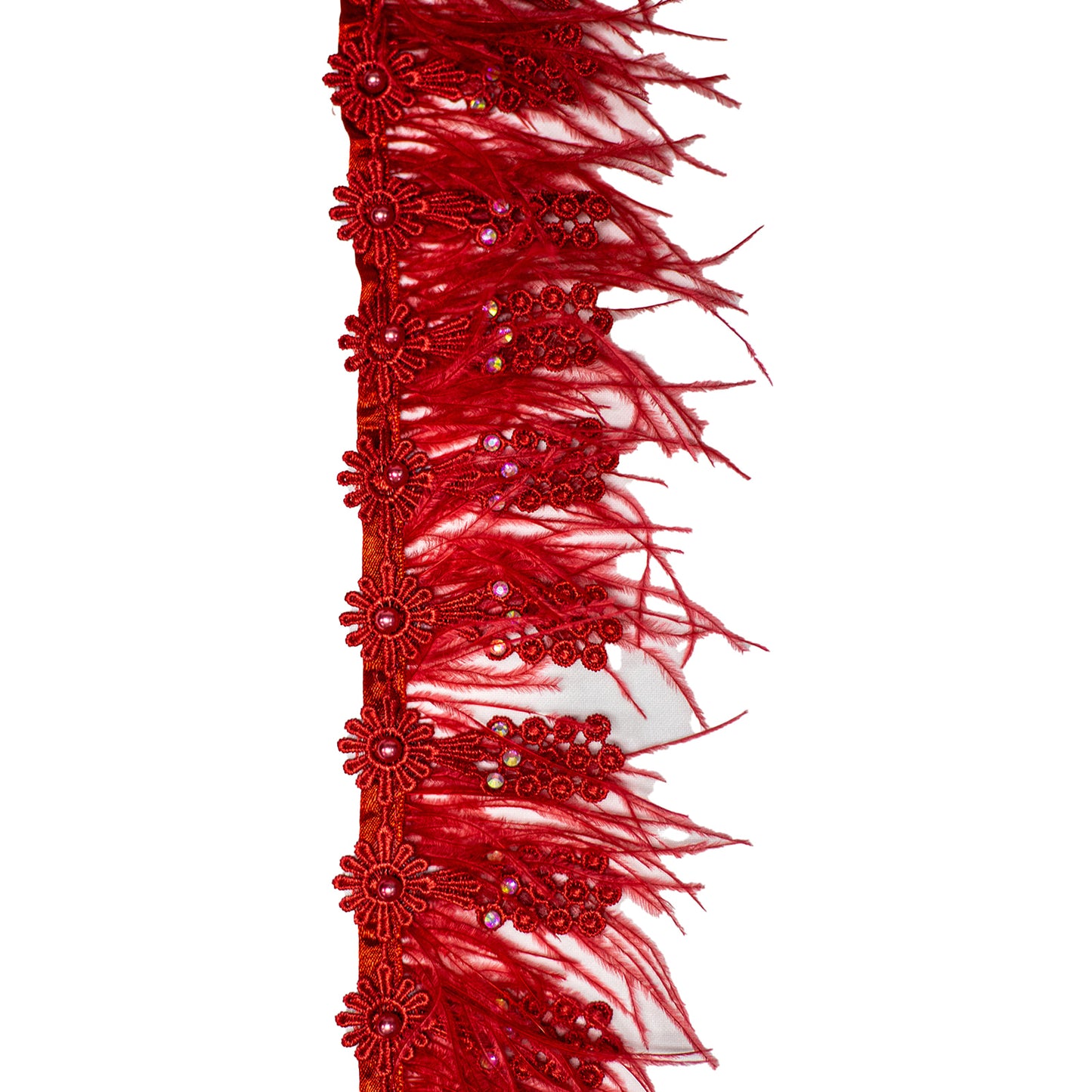 Feather/Beaded Trimmings FBT3075 - Red