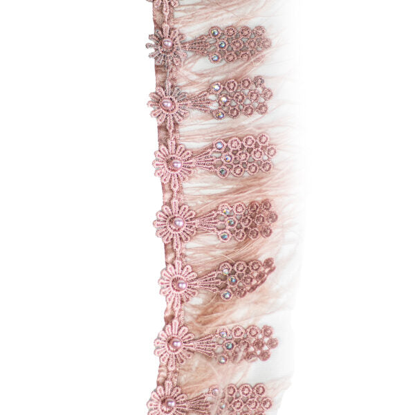 Feather/Beaded Trimmings FBT3075 - Dusty Pink