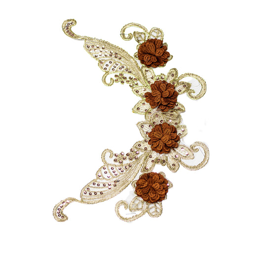 Embroided Motif EM286 - Gold Brown
