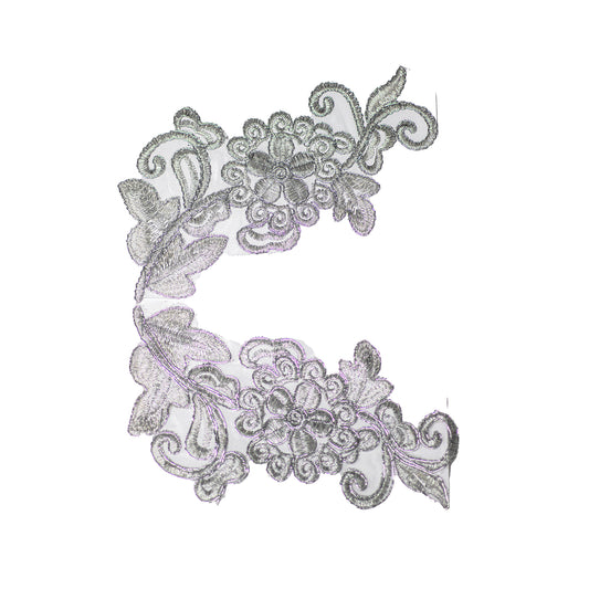 Embroided Motif EM329 - Silver Grey