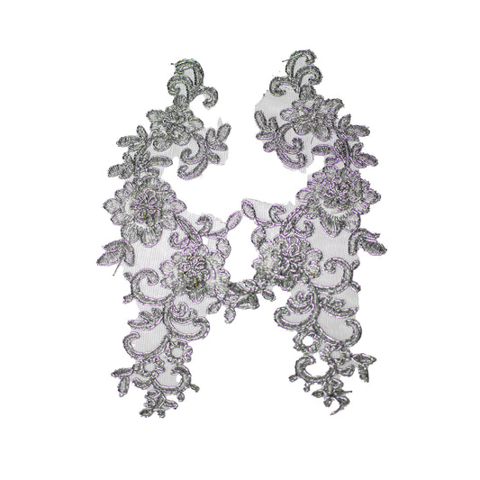 Embroided Motif EM339 - Silver Grey