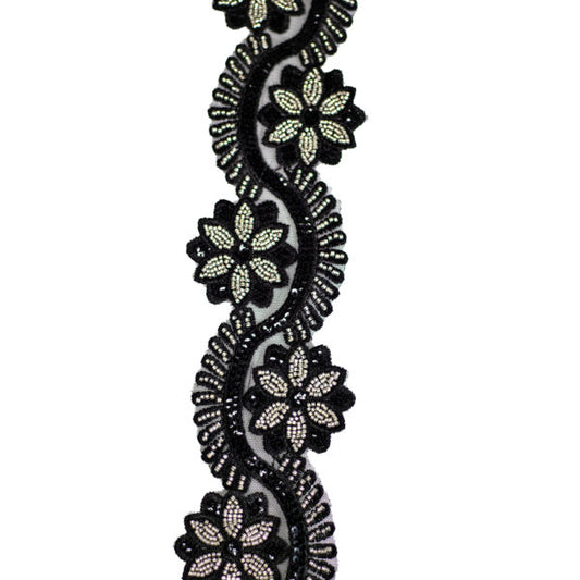Beaded Trimming BT3174 - Black/Silver