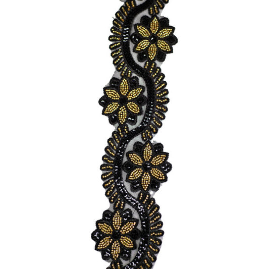 Beaded Trimming BT3174 - Black/Gold
