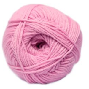 Pink ball of yarn on a white background