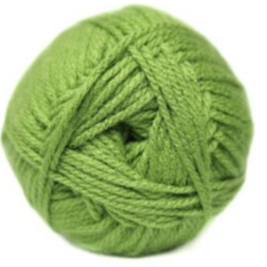 Green ball of yarn on a white background
