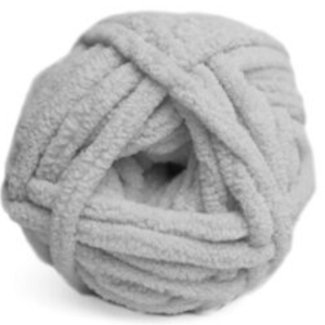 Gray skein of yarn on a white background