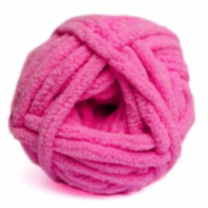 Pink ball of yarn on a white background